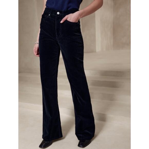 Banana Republic Corduroy Pants Size 28 Navy Blue Wide Relaxed Flare Jeans - Picture 2 of 14